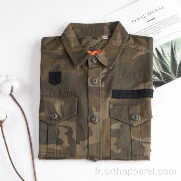 Chemise à manches longues imprimée camouflage pour enfants